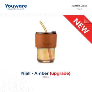 Glass Tumblr Aesthetic  Gelas Minum Kaca Simple Elegan Water Bottle Cup for Coffee  Gelas kaca dengan penutup  Gelas Air Teh Kopi Tahan Dingin dan Panas Anti Pecah  Gelas dengan Cup Sleeve Cupsleeve - Youware - NIALL