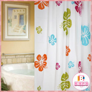BIBLIO Bathroom Waterproof Shower Curtain Cartoon Pattern 1.8*1.8m With 12 Hooks