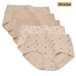 5PCS Women Cotton Panties Mid Rise Underwear Girls Briefs Female Breathable Lingeries M-3XL