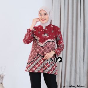 Baju Batik Atasan Batik Tunik Wanita Modern Baju Batik Wanita Kerja Seragam Kantor Style Kekinian