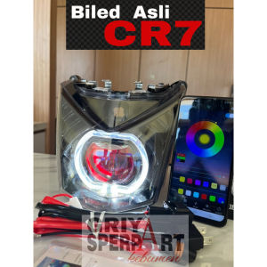 Lampu depan BeAT fi custome biled billed ASLI projector CR7 Devil RGB + Relay
