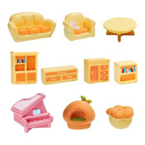 10Piece thu nhỏ nội thất phòng khách bộ phụ kiện cho cảnh quan sân vườn và dollhouses Nhựa Bàn sô pha đồ trang trí