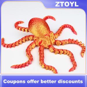 【ZTOYL】 3D Printed Articulated Octopus Poseable Tentacles Desk Toy PLA Sculpture For Kid Jointed Body Decorative Toy