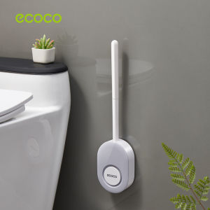 Ecoco Flat Toilet Brush Cleanser Wall Mounted for Narrow Gaps Toilet Bowl Silicone Brush for Bathroom Cleaning