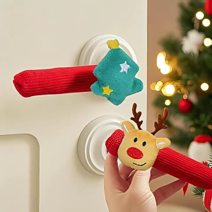 Festives Fabric Door Handle Covers 4PCS Set Holiday Homes Accessories Door Knob Protectors For Christmas Decorating
