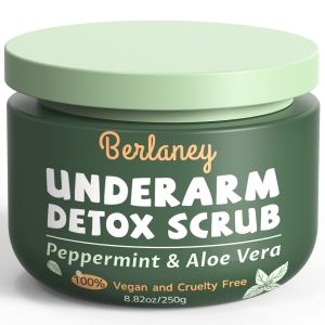 Armpit Scrub 8.8 oz for Women and Men Cooling Armpit Exfoliator with Aloe Vera and Walnut Shell Powder Shower Scrub for Sweat and Deodorant Buildup Mint Fresh Feel