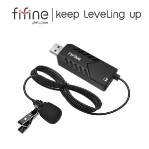 Fifine K053 USB Lavalier Lapel Microphone Clip-on Cardioid Condenser Computer Mic Plug and Play USB Microphone with Sound Card for PC and Mac-K053 FIFINE