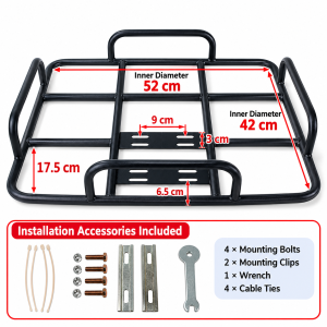 Ebike Rear Holder Rack for Food Delivery Bag with Side Guard Universal Fit 52x42cm