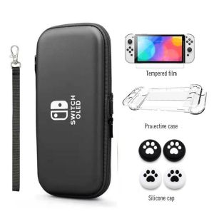 Switch OLED Storage Carry Bag Accessories Kit PC Clear Cover Case Screen Protector Grips