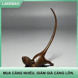 【LAKEBAO】 Đuôi Dài Chuột thu nhỏ bức tượng Trung Quốc phong cách trà Pet cổ điển tinh khiết Đồng Chuột trang trí phụ kiện trang trí nhà