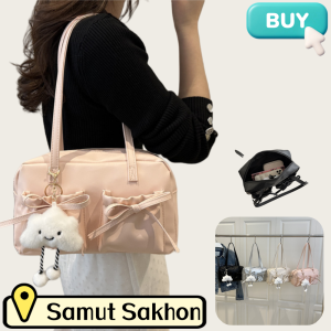 ZEFAN 【การจัดส่งสินค้า 2-3 วัน】ผู้หญิงใหม่กระเป๋าเกาหลีรุ่นความจุขนาดใหญ่กระเป๋าสะพายสีทึบกระเป๋าถือเรียบง่ายกับจี้น่ารัก