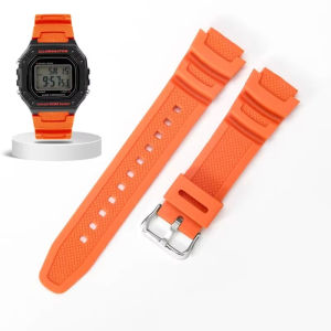 Zhangeer Tali Jam Tangan Silikon 18มม. สำหรับ Casio W218H/AE-1200/1100/SGW-300/400/MRW-200สายรัดข้อมือยางเรซินสปอร์ตสายรัดข้อมือดำน้ำ