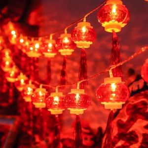 Đèn trang trí năng lượng mặt trời dây đèn lồng đỏ tiết kiệm điện bóng siêu sáng chống thấm nước - DA3191