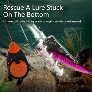 Fish Luew Hook Remover With 30M Line Fishing Bait Retriever Tackle Rescue Tool Stainless Steel Bait Remover Fishing Line Cutter