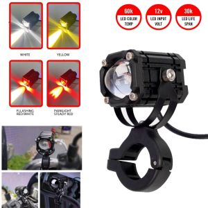 2Pcs Motorcycle Driving Light Pair Flashlight 60w Super Bright Mini 2 Color Dual Four Models Spot Lampu Tembak Lampu LED