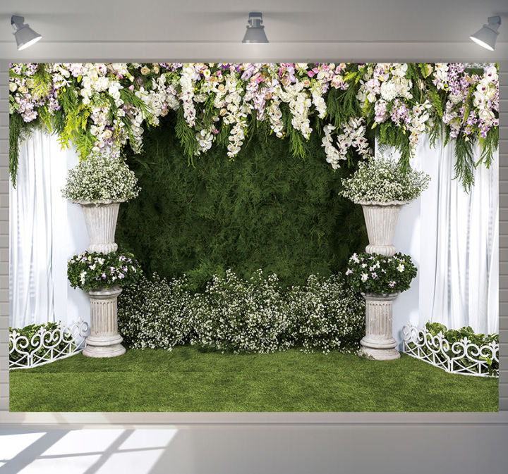 Realistic Flowers Grass Photo Backdrops Birthday Wedding Party ...