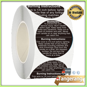 500pcs/roll Stiker Tempel Warning Candle / Sticker Peringatan Lilin Container Aromaterapi