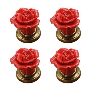 4PCS Artistics Florals Ceramics Handles for Cabinets Wardrobes Dressers Sturdy Zinc Alloy Hardware Modern Decoration