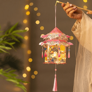YAHURO PVC Mid-Autumn Festival Lantern Lightweight Portable DIY Craft Material Kit Traditional Decor Removable Handheld Lantern Spring Festival