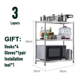 Kitchen Rack Floor Standing Kitchen Organizer Rack Kitchen Cabinet Rack Kitchen Rack Floor Standing  3/4/5 Layers Space-saving Storage Rack Stainless Steel Organizer Kitchen Shelf
