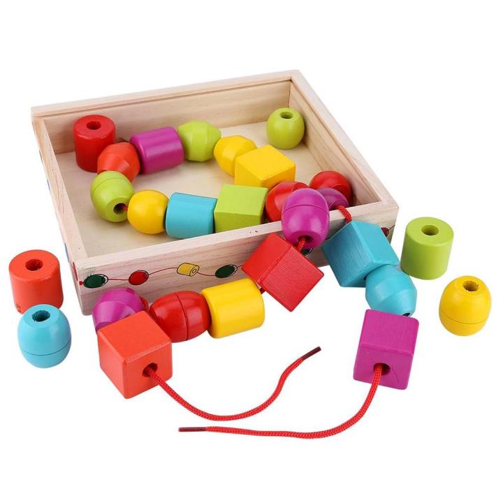 Wooden Colorful Lacing Big Jumbo Beads Threading Puzzle Toy Educational  and Therapeutic Toy for Toddlers Children Lazada PH