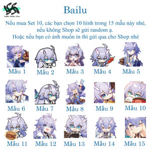 Honkai Star Rail - Set 10/15 hình dán Sticker Bailu game Honkai Star Rail hình dán hình dán trang trí siêu đẹp chống nước chống xước