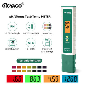 Máy Đo Chất Lượng Nước RCYAGO Thiết Bị Kiểm Tra Độ PH/Nhiệt Độ GiấY Quỳ Có Màn Hình LCD Di Động Dùng Cho Bể Nước Uống Bể Cá