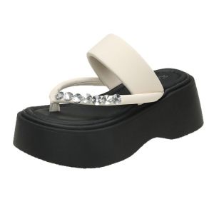 2026 New Summer Ins Sandals For Petite People Platform Flip-Flops For Outdoor Wear Korean Version High-End Rhinestone Slippers