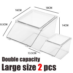 8PCS Clear Plastic Fliptop Lid Desktop Bin Stackable Organizer Coffee Candy Holder Container Box organizer container candy dispenser forstore kitchen