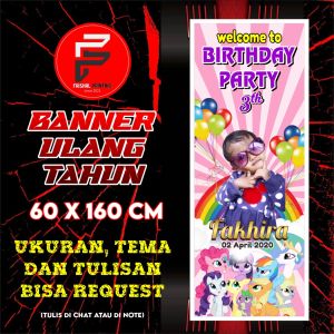 Banner Ulang Tahun / Spanduk Ultah / Banner Ultah Kustom  Ukuran 60 x 160 cm