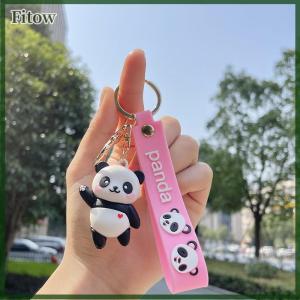 Fitow Cute Panda Cartoon Keychain Kawaii Animal Pendant Keyring Bag Charm Car Key Accessories For Girls Boy Lovers Party Gift