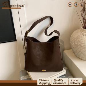 [Winnereco Flagship Mall] Women Girls PU Leather One Shoulder Armpit Bag Adjustable Strap Large Capacity Shoulder Bag for Work Daily Use
