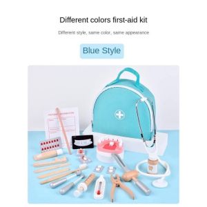 Hntob 20pcs Wooden Doctor Kit Set Basic Skills Educational Sensory Toy Learning Montessori Toys