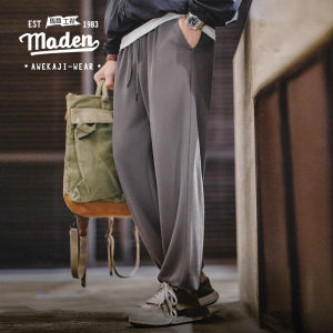 MADEN brand Workwear Style 2024 Spring New Men Youth Home American Casual Easypants Waffle Guard Pants Sports Modal Strap Straight Leg Pants