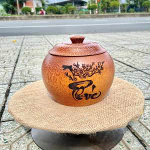 [TẶNG KÈM ẤM] Bình Ủ Ấm Trà Gỗ Dừa Mẫu Trơn Điêu Khắc Chữ Lộc & Chữ Phúc Giữ Nhiệt Cao Cấp Quà Tặng Sang Trọng 500ml