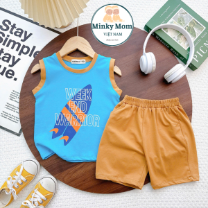 Bộ Quần Áo Trẻ Em Ba Lỗ Vải Cotton NATUCO Mềm Mát Phong Cách Năng Động Cho Bé Trai 8-27Kg Đi Chơi Mặc Hè BL-001