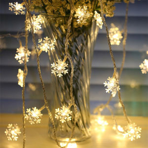 【TaroBall】3m 20LED Star Snowflake Copper Wire Fairy String Light Curtain Light Window Decoration Christmas Lamp Wedding Party Room Light USB Battery Operate Xmas Tree Hanging Night Light