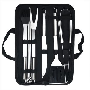 10in1 Peralatan BBQ Lengkap Stainless Portabel Alat Panggang Daging Spatula Grill Set