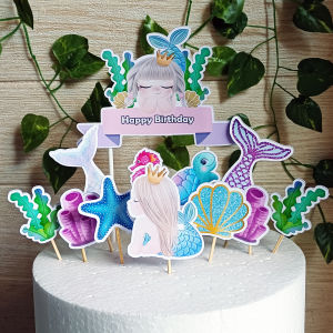 Topper Cake Custom Nama Mermaid / Putri Duyung untuk Dekorasi / Hiasan Kue Ulangtahun
