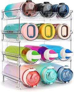 Water Bottle Organizer for Cabinet Water Bottle Storage Organizer 2 Packs Water Bottle Storage Rack Water Bottle Holder for Cabinet Stackable Water Bottle Storage Rack