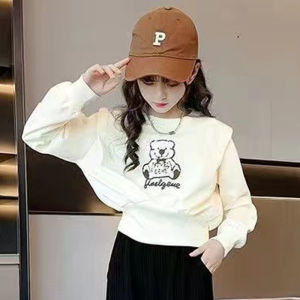 ZANRA ชุดแฟชั่นเด็กผู้หญิง ชุดแคร์แบร์เด็กผู้หญิง ชุดสูทแขนยาวเด็กหญิง ชุดกันหนาวเด็ก5-15ปี เสื้อกันหนาวแขนยาว + กางเกง ชุดเด็กโต ชุดเด็กหญิง