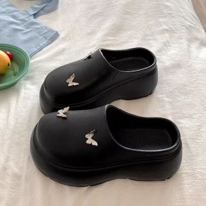 [NEW ARRIVAL🇲🇾] Womens Quality+ High Heel Silver Butterfly Charm Cute EVA Hole-Punch Shoe Sandal | Kasut Perempuan