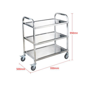 3 Shelf Stainless Steel Cart Kitchen Thickening Serving Trolley Cart With Wheels For Hotel Restaurant