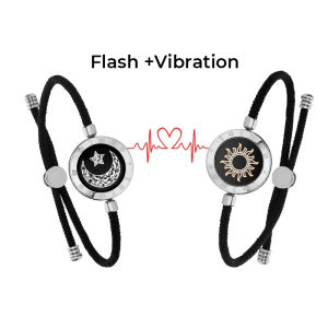 Totwoo Long Distance touch Light up&Vibrate Bracelets for Couples Long Distance Bracelet Smart Sun&Moon Love Bracelet couple bracelet touch and light long distance couple bracelet totwoo couple bracelet