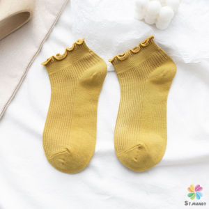 MD ถุงเท้าข้อจีบ สีพาสเทล  สไตล์ญี่ปุ่น  สำหรับผู้หญิง Women socks