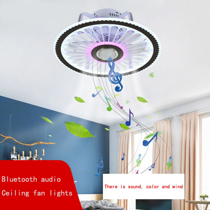 [YJ] Spot modern style smart ceiling fan light creative study bedroom dinner 3 colors, Bluetooth