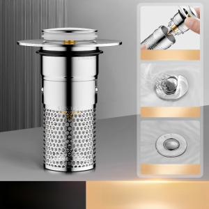 Stainless Steel Sink Floor Drain Filter Washbasin Leak Plug Anti Odor Pop-Up Bounce Bounce Core Basin Stopper Hair Sink Strainer