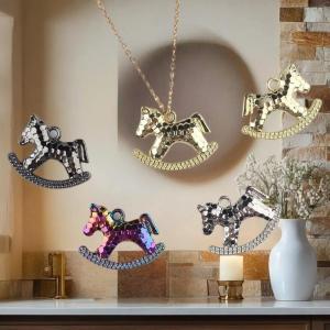 shiqinbaihuo 5pcs 15x17mm Kẽm hợp kim Electroplated Rocking Horse Mặt dây chuyền quyến rũ cho DIY Vòng Cổ Vòng tay bông tai trang sức Phụ Kiện Làm