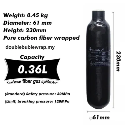 0.5L/0.42L/0.36L Carbon Fiber Tank Water Flora Cabinet Equipment CO2 Aquarium Oxygen Tank For Cylinder Diving