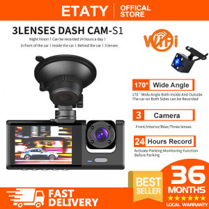 ETATY S1 Wifi 3 Camera Lens Car HD 1080P 24h Parking Monitor DVR Wifi Dash Cam Video Recorder Dashcam for car front and back